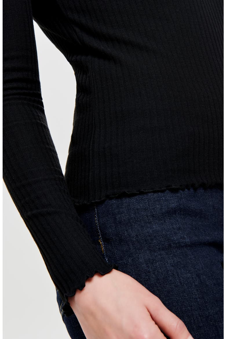 Emma Funnel Neck Ribbed Sweater, Alternate, color, BLACK