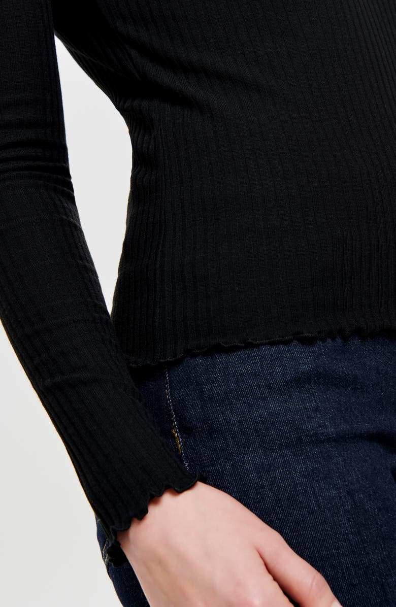 Only Emma Funnel Neck Ribbed Sweater, Alternate, color, Black