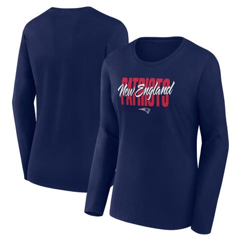 Women's Logo Athletic Navy New England Patriots Grip Long Sleeve T-Shirt