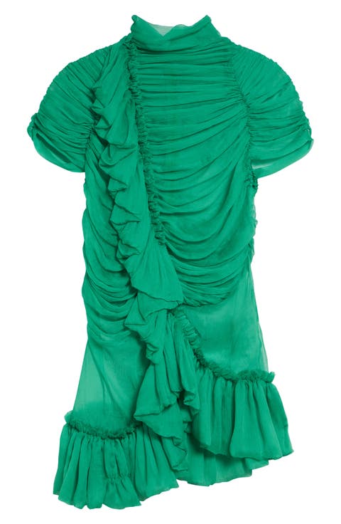 Washed Mousseline Silk Ruffle Top