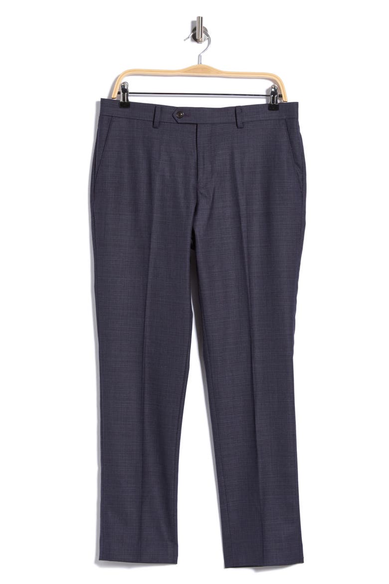 Flat Front Wool Blend Dress Pants, Main, color, BLUE/ PURPLE