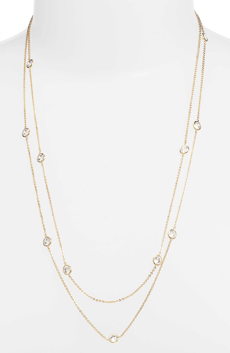 Nordstrom Bezel Stone Long Necklace, Alternate, color,