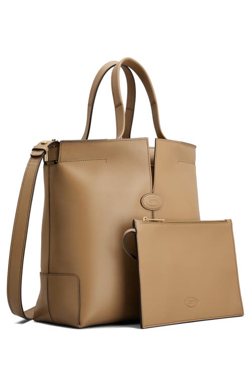 Tod's Small  Di Bag Folio Leather Tote In Cappuccino