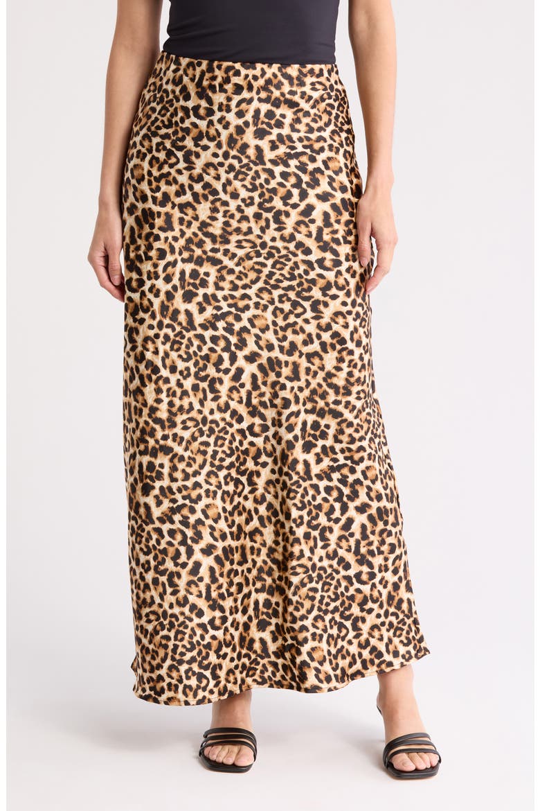 Leopard Print Maxi Skirt, Main, color, CHOCOLATE