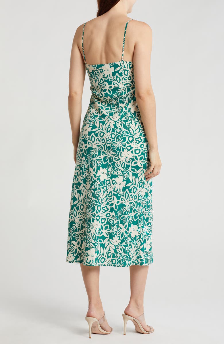 Lush Contrast Lace Midi Slipdress, Alternate, color, Green Cream Floral
