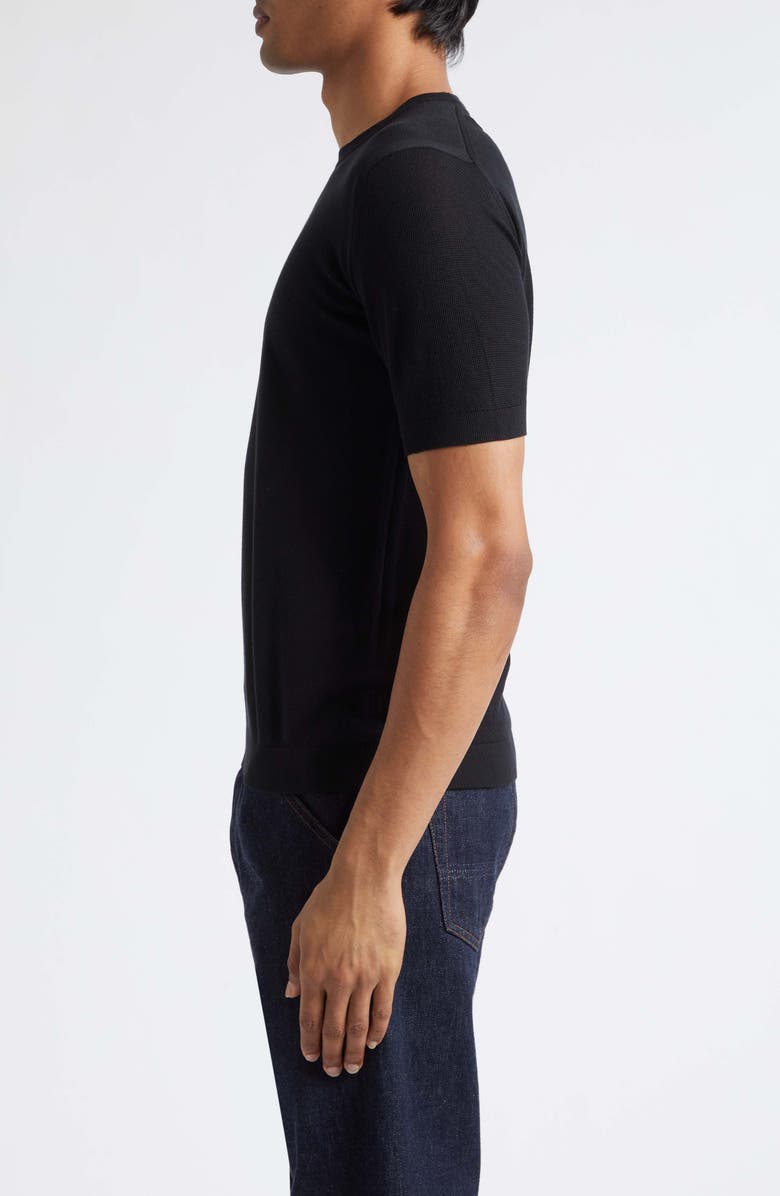 John Smedley Park Cotton Piqué T-Shirt, Alternate, color, Black