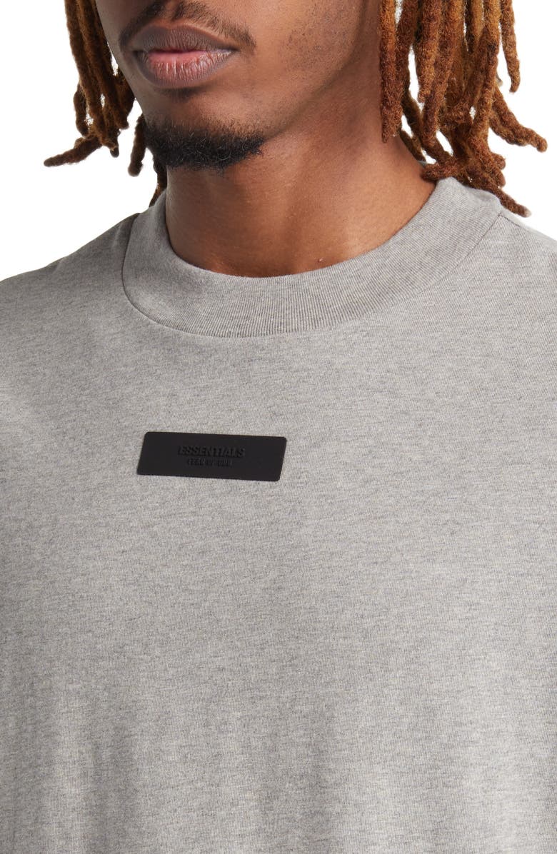 Fear of God Essentials Logo Heathered Long Sleeve Cotton T-Shirt, Alternate, color, 