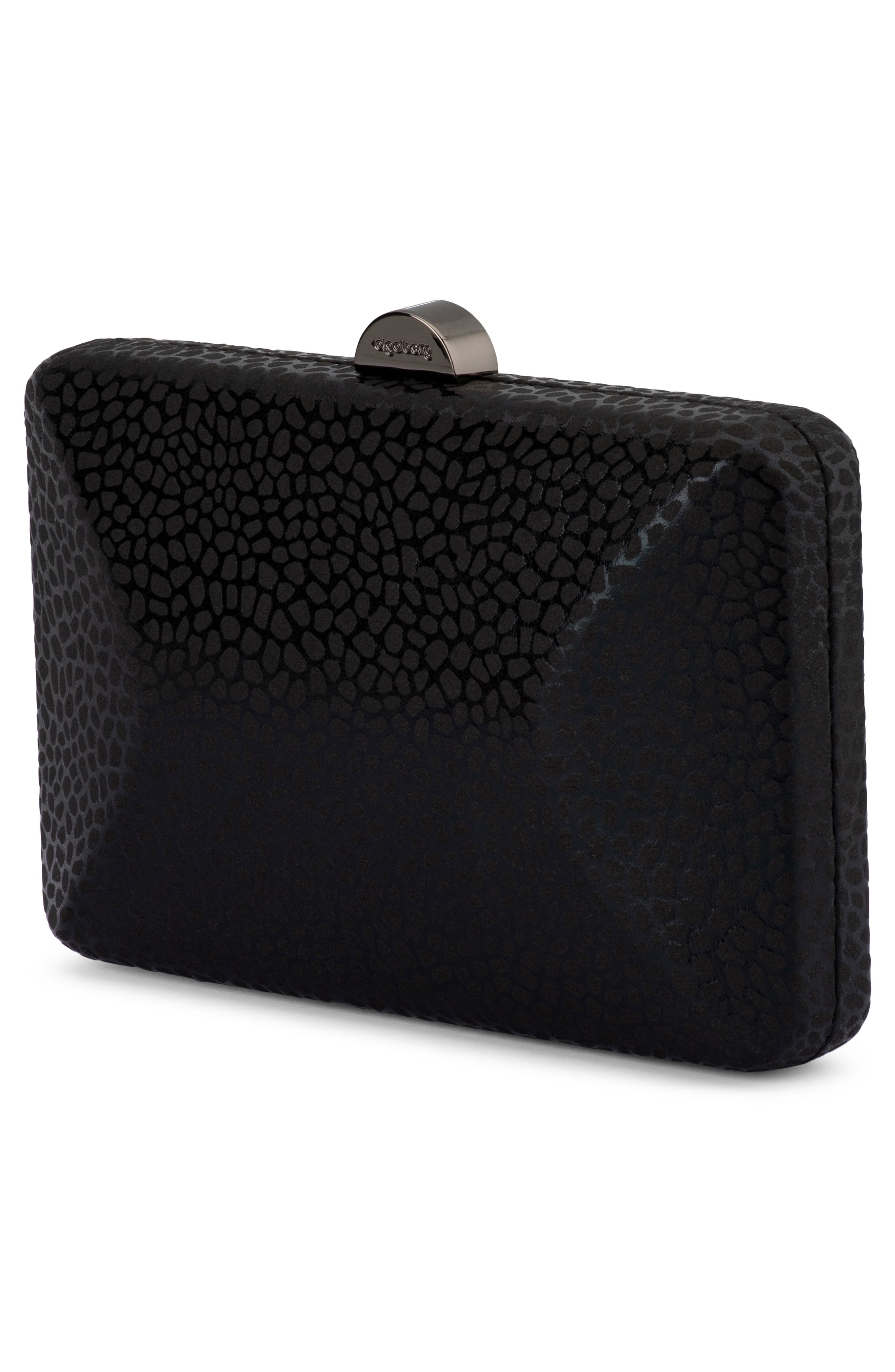 Frankie Embossed Clutch, Alternate, color, BLACK
