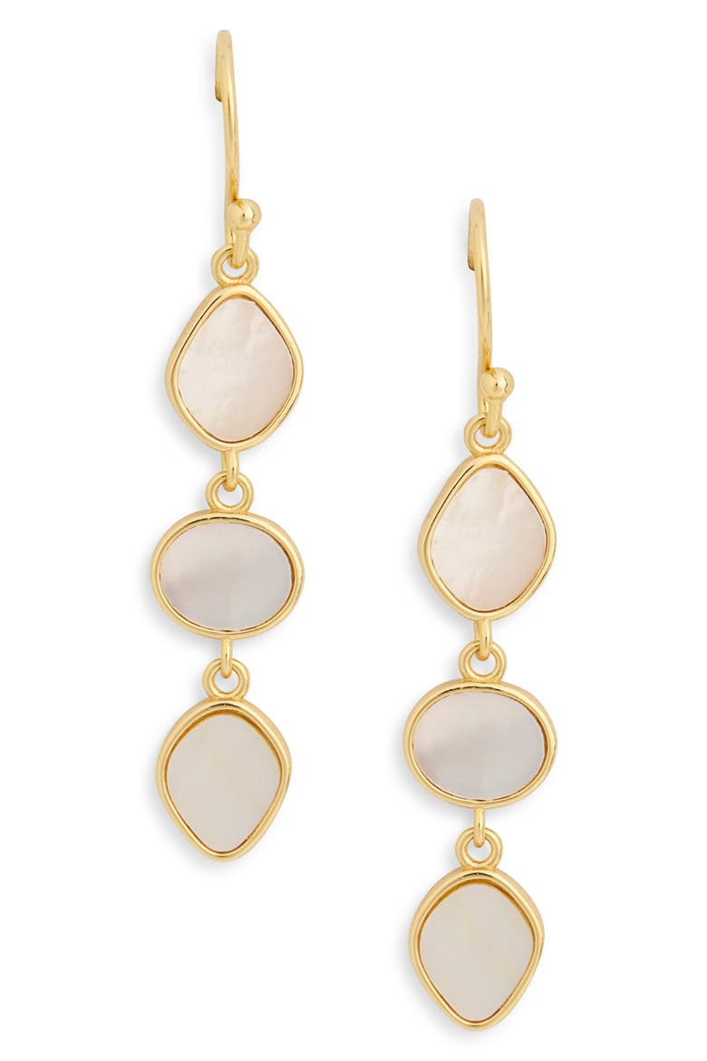 Mother-of-Pearl Linear Drop Earrings, Main, color, GOLD