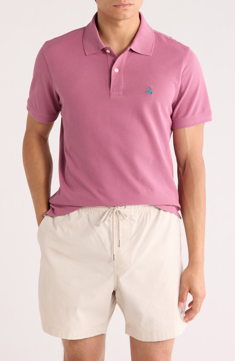 Brooks Brothers Solid Cotton Piqué Polo, Main, color, Medium Purple