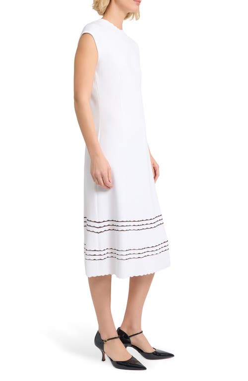 Misook Sleeveless Scalloped Knit A-line Midi Dress