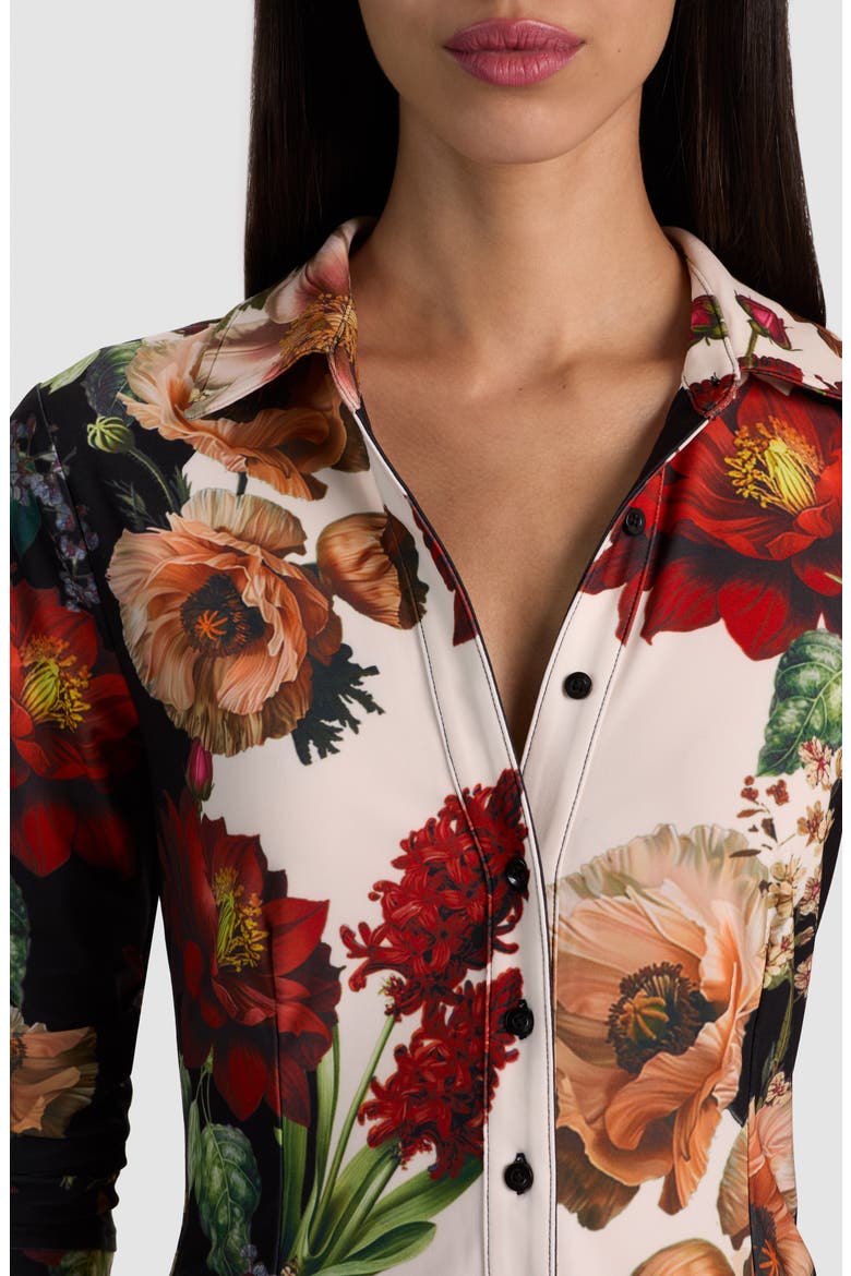 Freya Nipped Waist Button Down Top, Alternate, color, FLORAL RADIANCE
