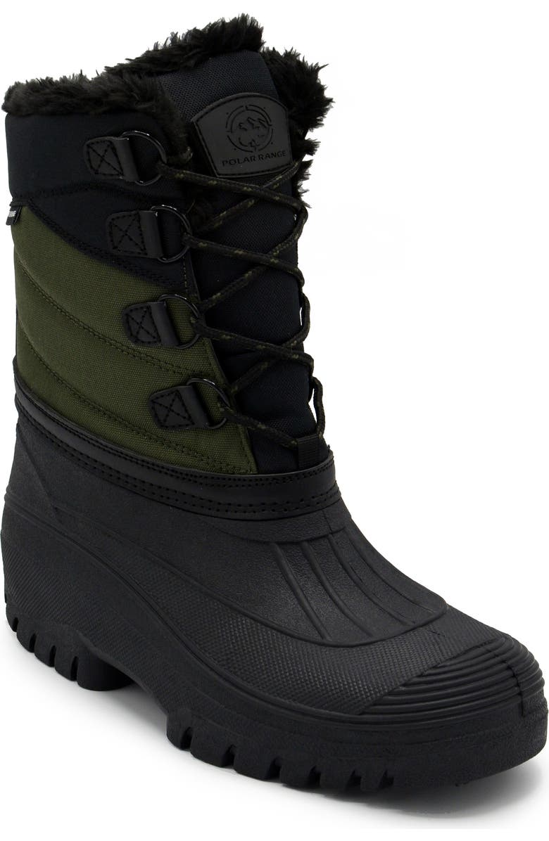 POLAR RANGE Decker Faux Fur Lined Snow Boot, Main, color, Olive