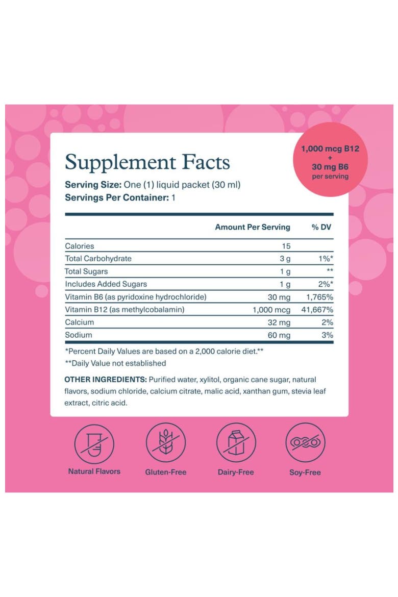 B12 B6 Daily Energy and Brain Support Supplement Liquid Raspberry 12 Pack 1oz, Alternate, color, None