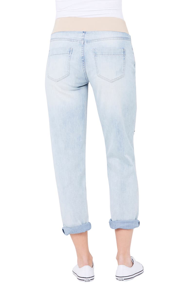 Ripe Maternity Baxter Ripped Maternity Boyfriend Jeans, Alternate, color, Clean Fade