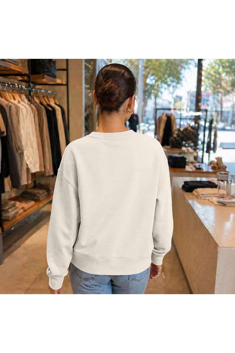 Butterfly Relaxed Fleece Crewneck Sweatshirt, Alternate, color, Ecru