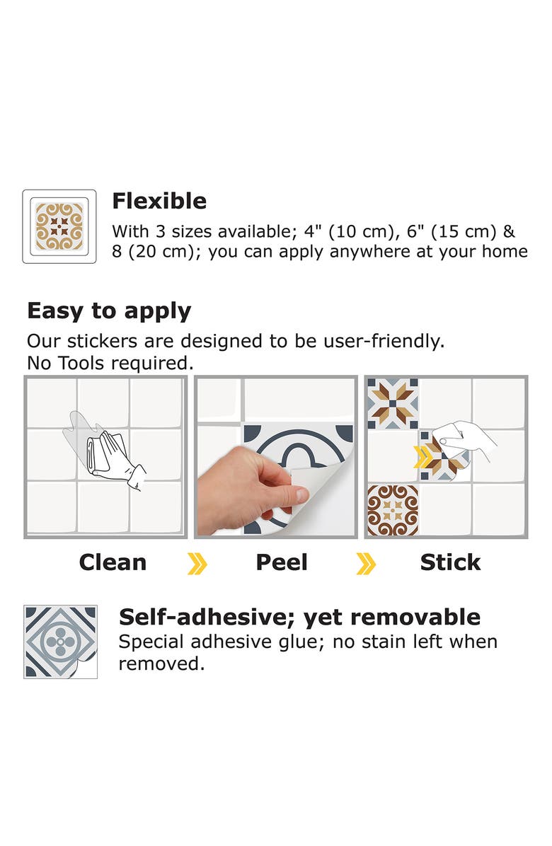 WALPLUS Azulejo 96-Piece Tile Sticker Set, Alternate, color,