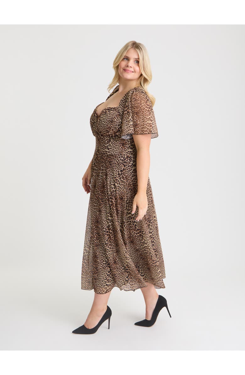 Scarlett & Jo Liz Animal Bolero Wrap Bodice Midi Dress, Alternate, color, Leopard Print