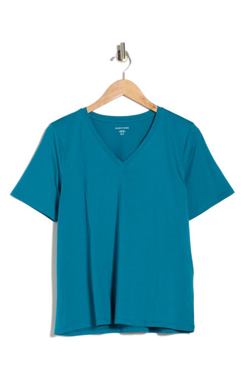 V-Neck Organic Cotton Knit T-Shirt