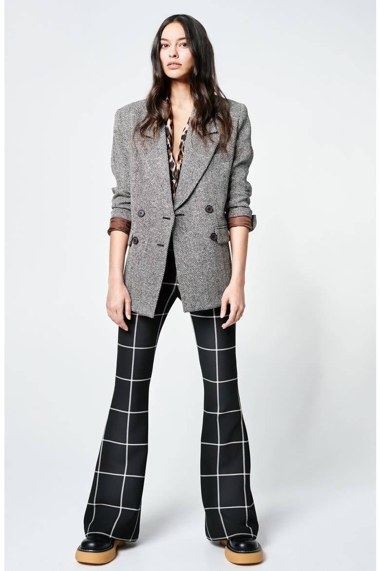 Oversize DB Herringbone Wool Blazer, Alternate, color, BLACK/ IVORY HERRINGBONE