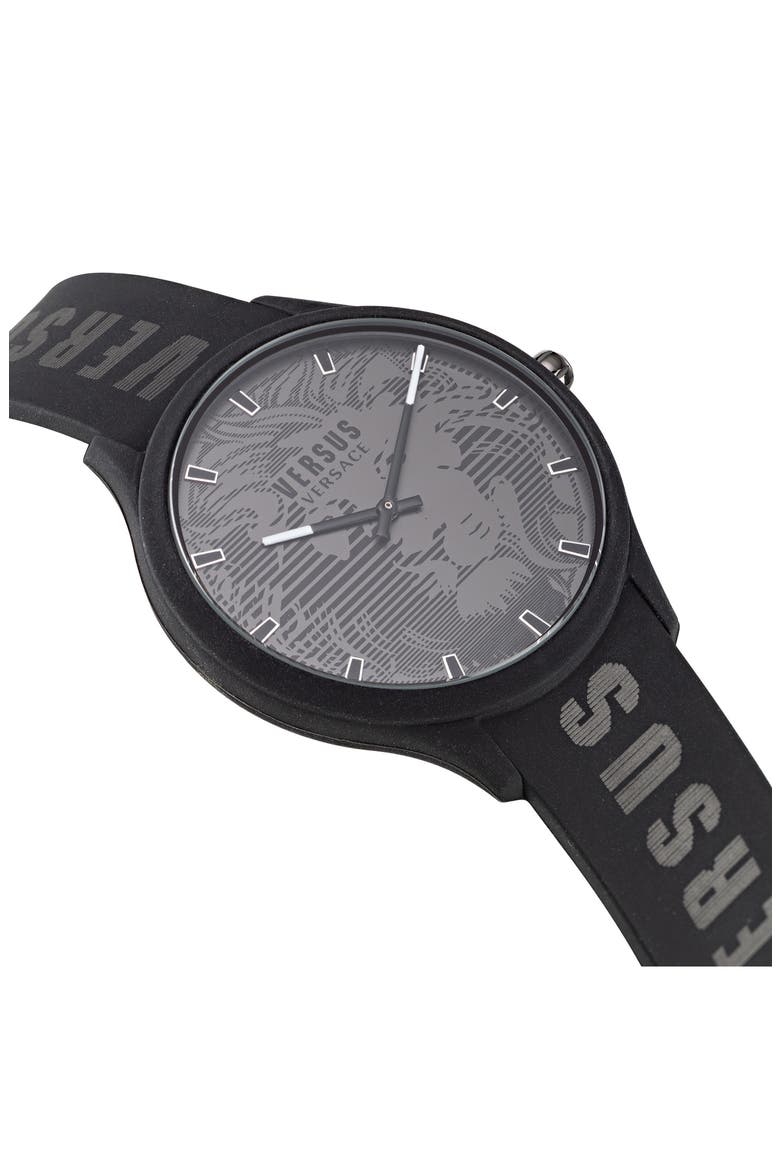 Domus Silicone Strap Watch, 44mm, Alternate, color, IP BLACK
