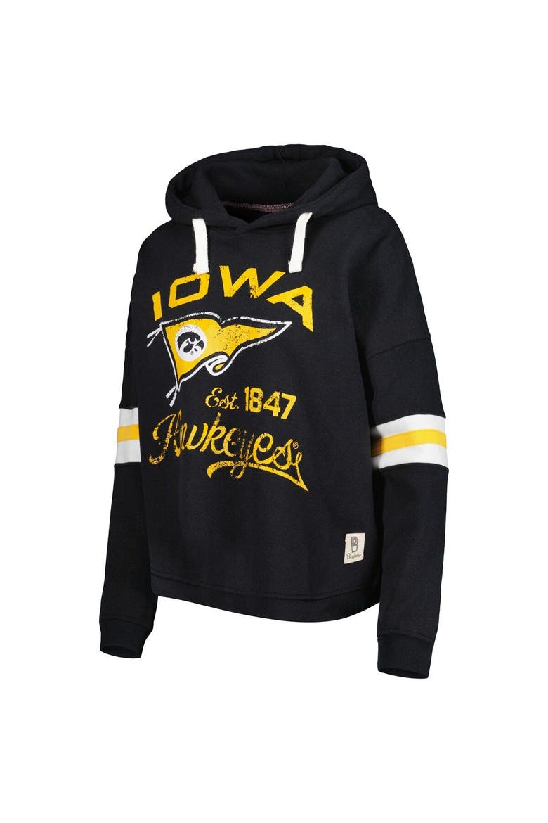 Women's Pressbox Black Iowa Hawkeyes Super Pennant Pullover Hoodie, Alternate, color, Black