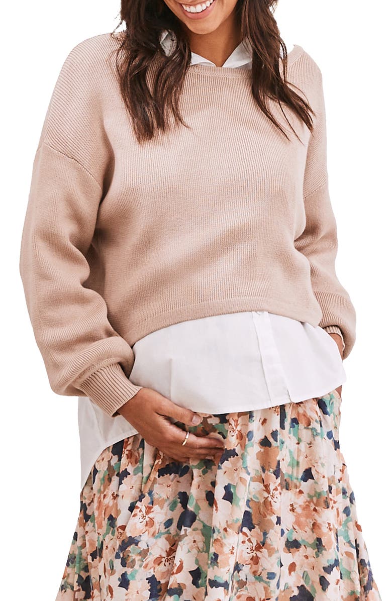 Angel Maternity Sylvie Crop Rib Maternity/Nursing Sweater, Main, color, 