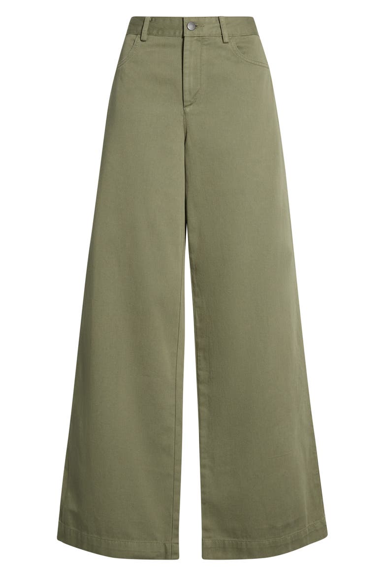 Washed Cotton Mid Rise Wide Leg Pants, Main, color, SAGEWOOD