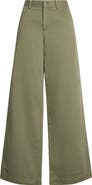 Vince Washed Cotton Mid Rise Wide Leg Pants
