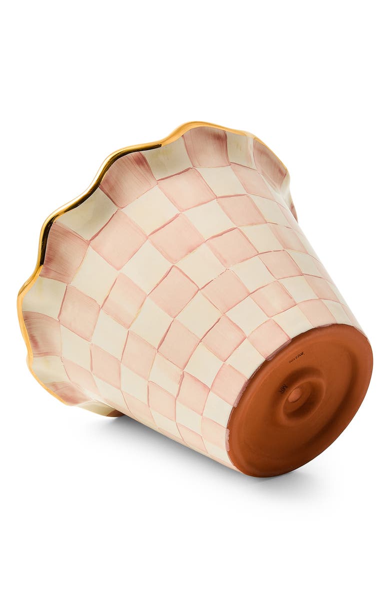 MACKENZIE CHILDS Rosy Check Ceramic Garden Pot, Alternate, color, Rosy