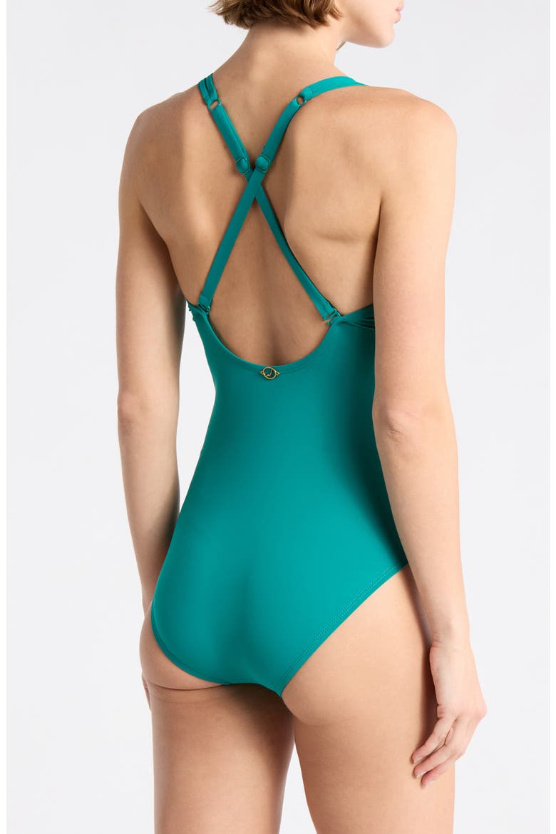 Gina Surplice One-Piece Swimsuit, Alternate, color, EMERALD