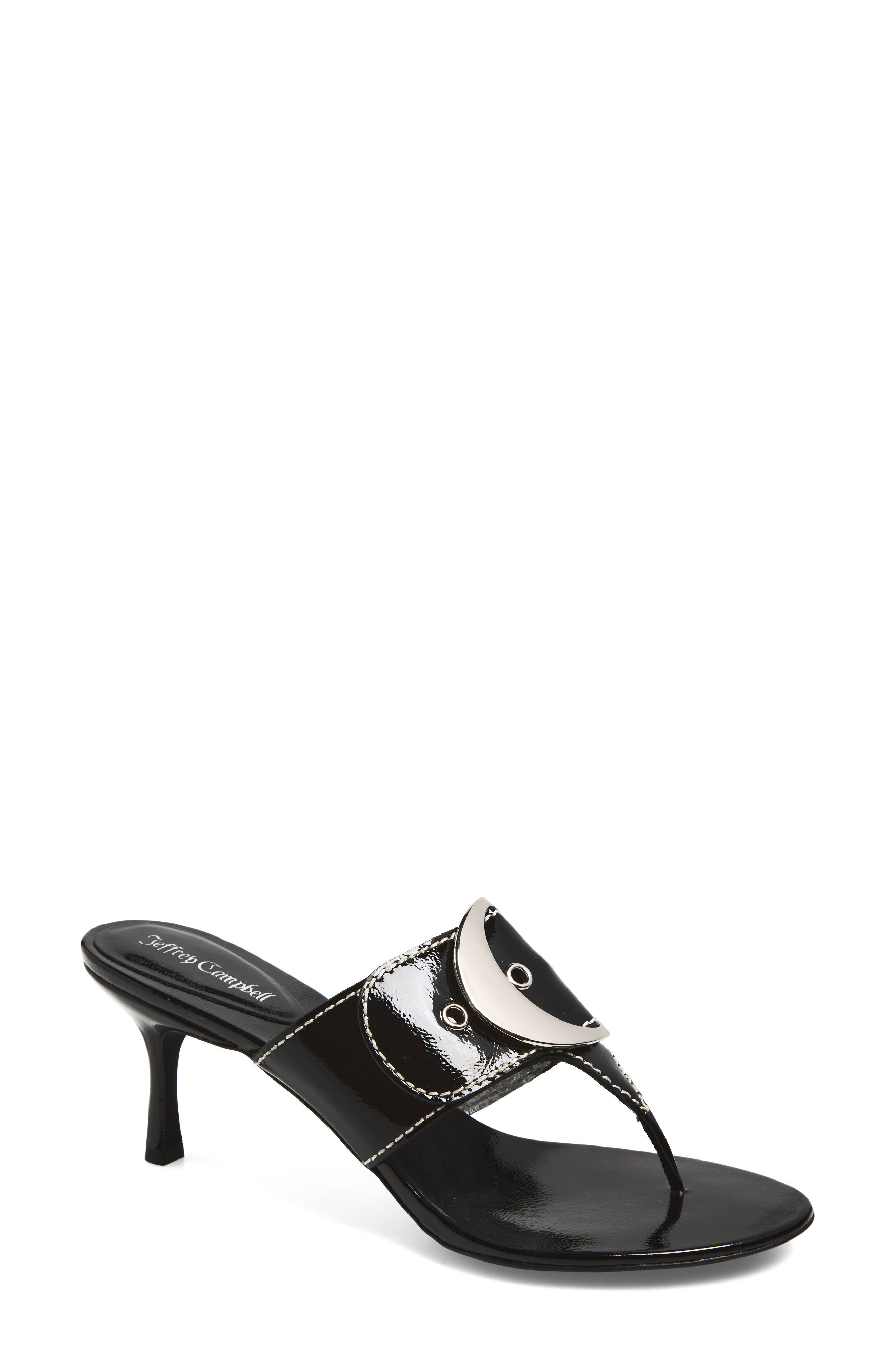 Jeffrey Campbell Solani Buckle Accent Sandal, Main, color, Black Silver