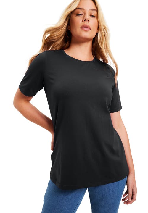 June + Vie Short-sleeve Crewneck One + Only Tee In Black