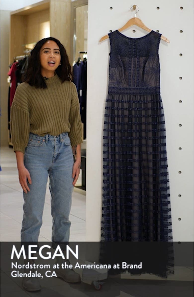 Embroidered Mesh Sleeveless Gown, sales video thumbnail