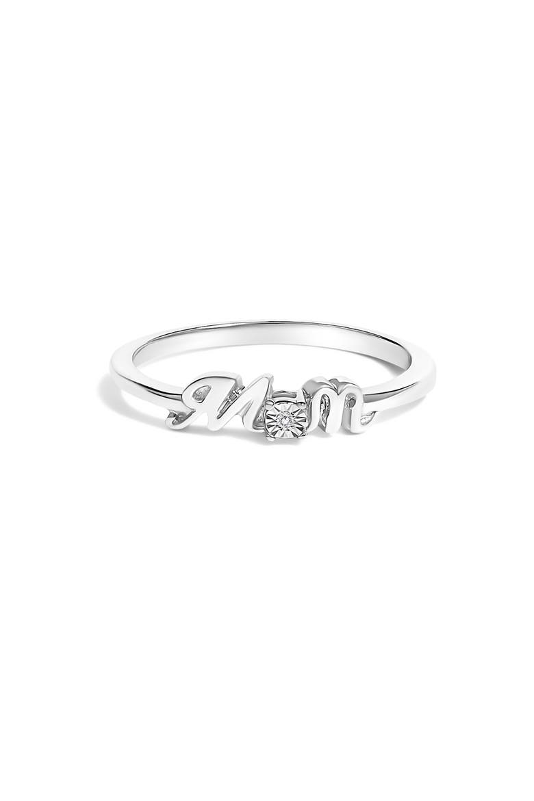 Silver Diamond Accent "MOM"  Ring, Main, color, White