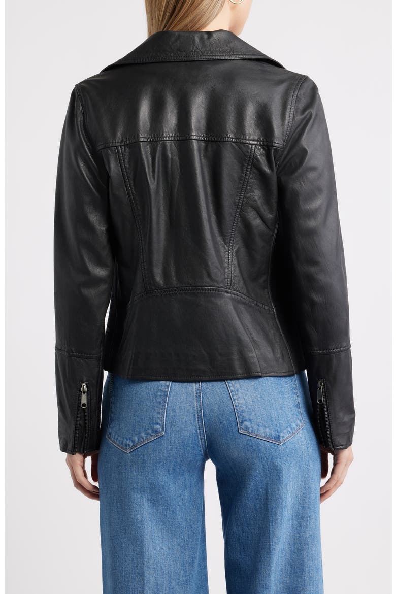 Leather Moto Jacket, Alternate, color, BLACK