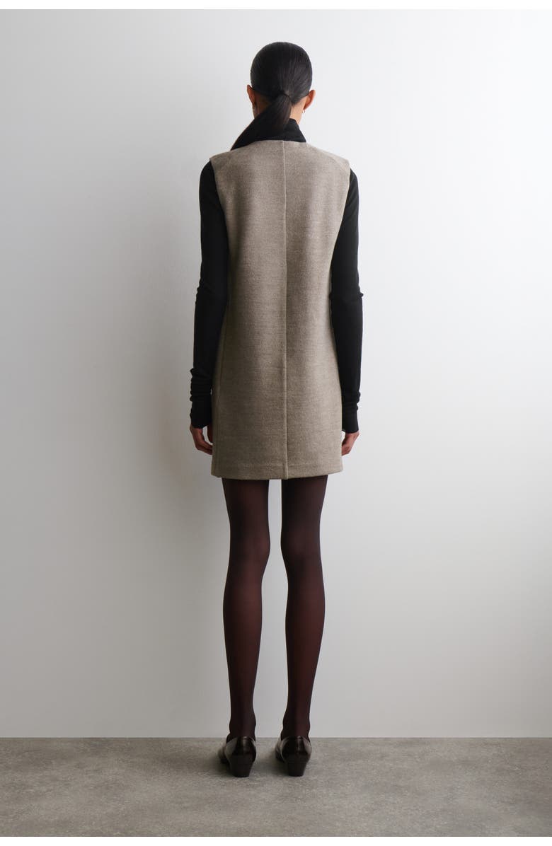 COS Merino Wool Buttoned Shift Mini Dress, Alternate, color, Beige Mélange