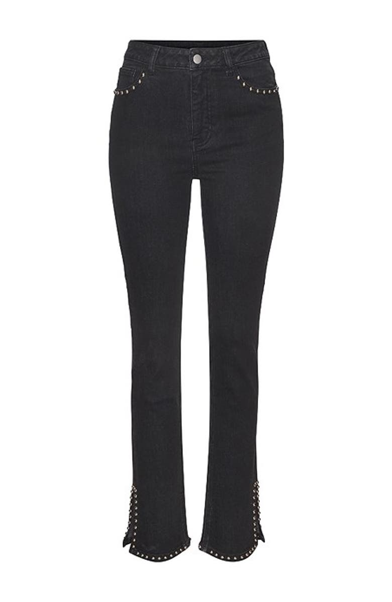 LASCANA Women's Embellished Split Hem Jeans, Alternate, color, Black Wash