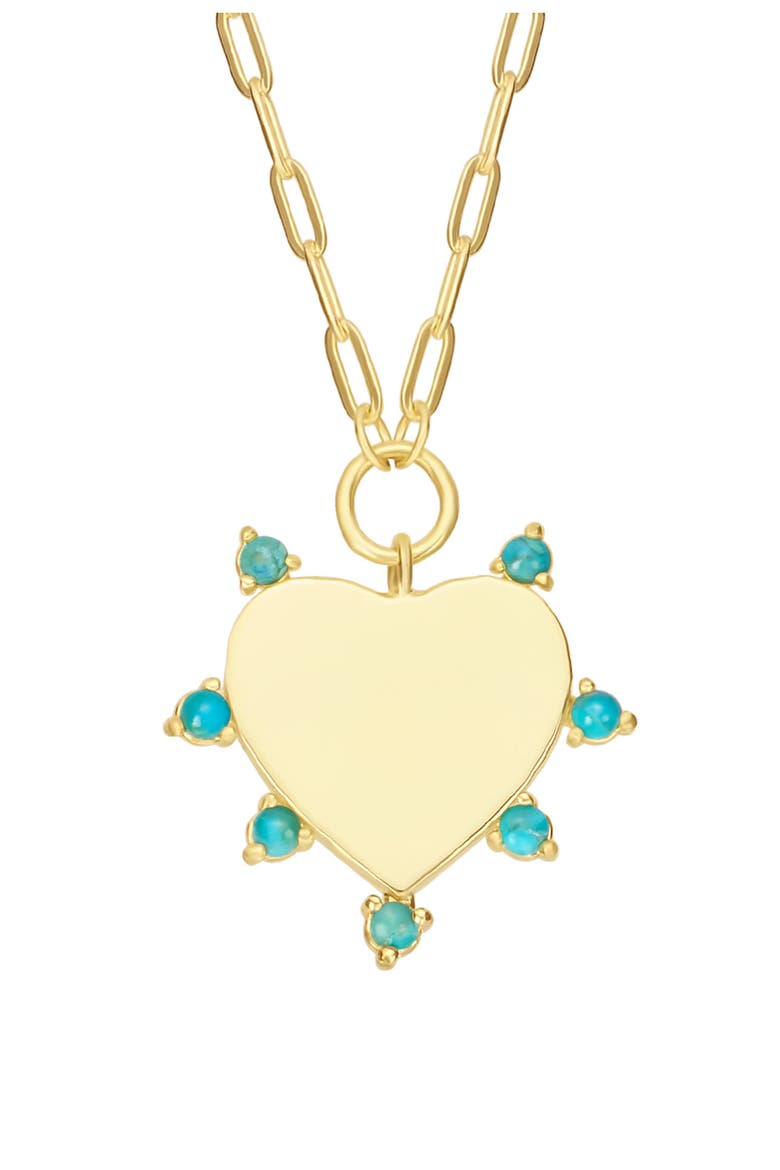 Turquoise Heart Pendant Necklace, Alternate, color, GOLD