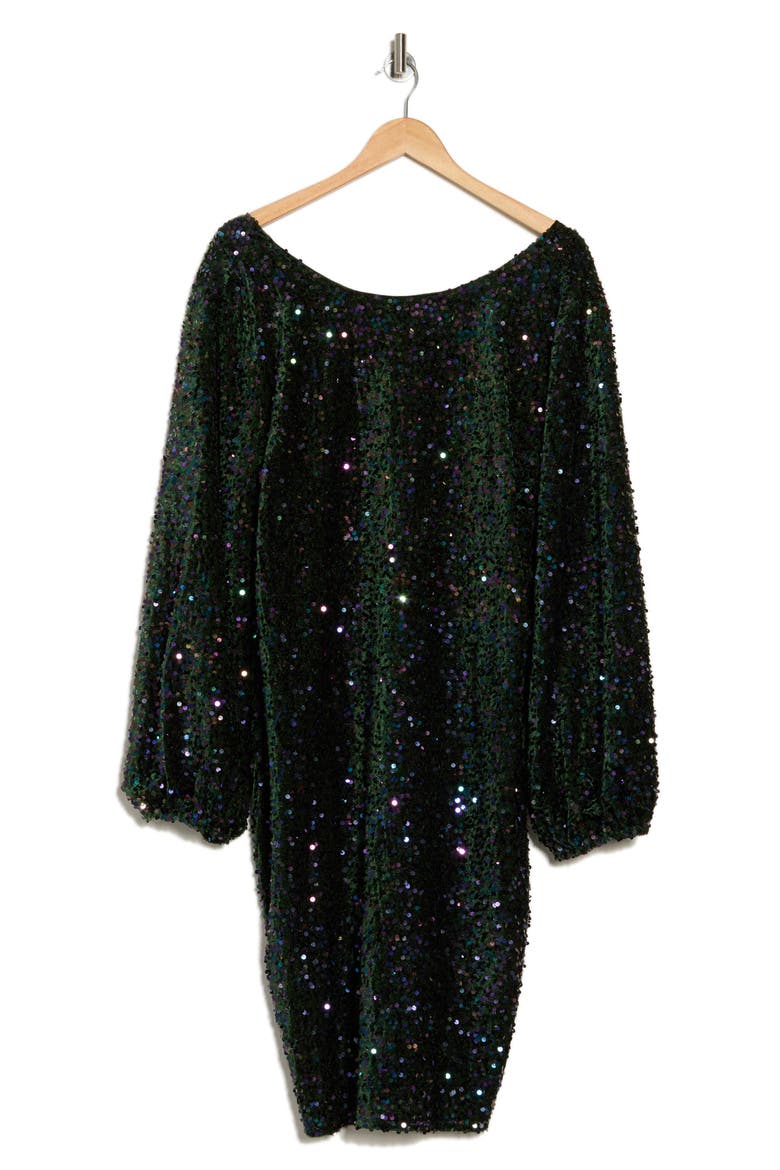 Empire State II Sequin Long Sleeve Dress, Alternate, color, EDEN