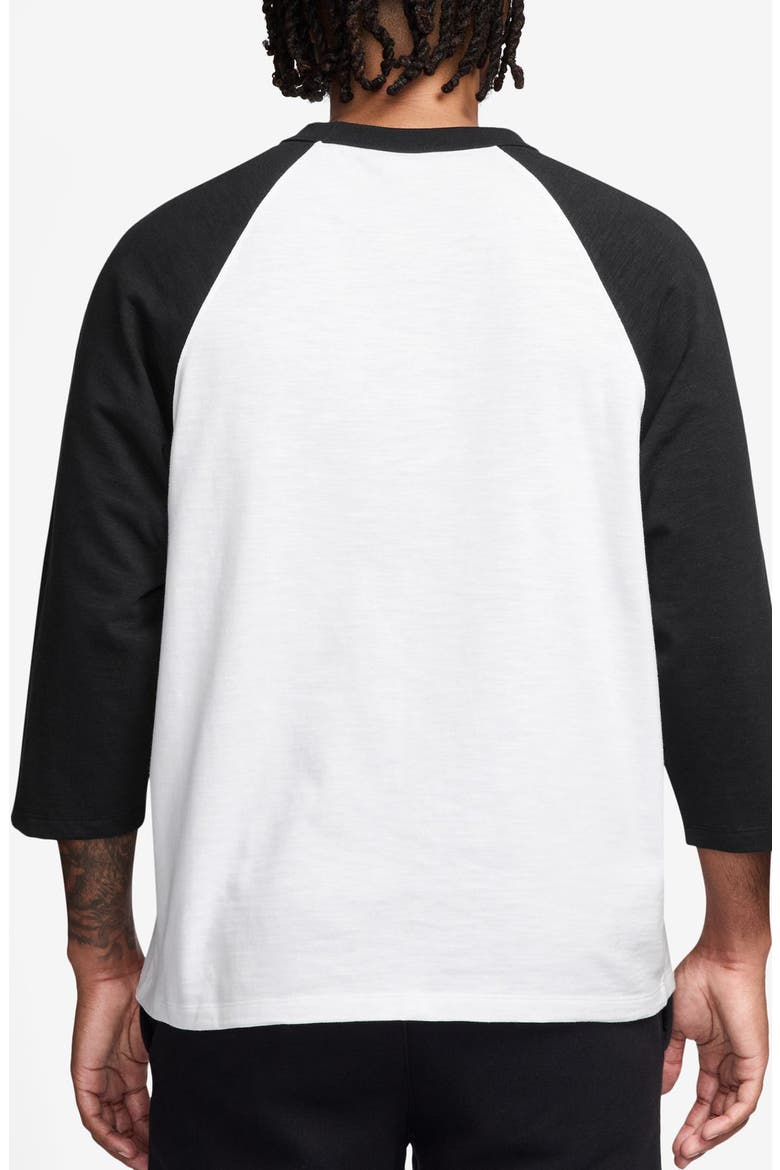 Colorblock Three Quarter Sleeve Cotton T-Shirt, Alternate, color, BLACK/ WHITE