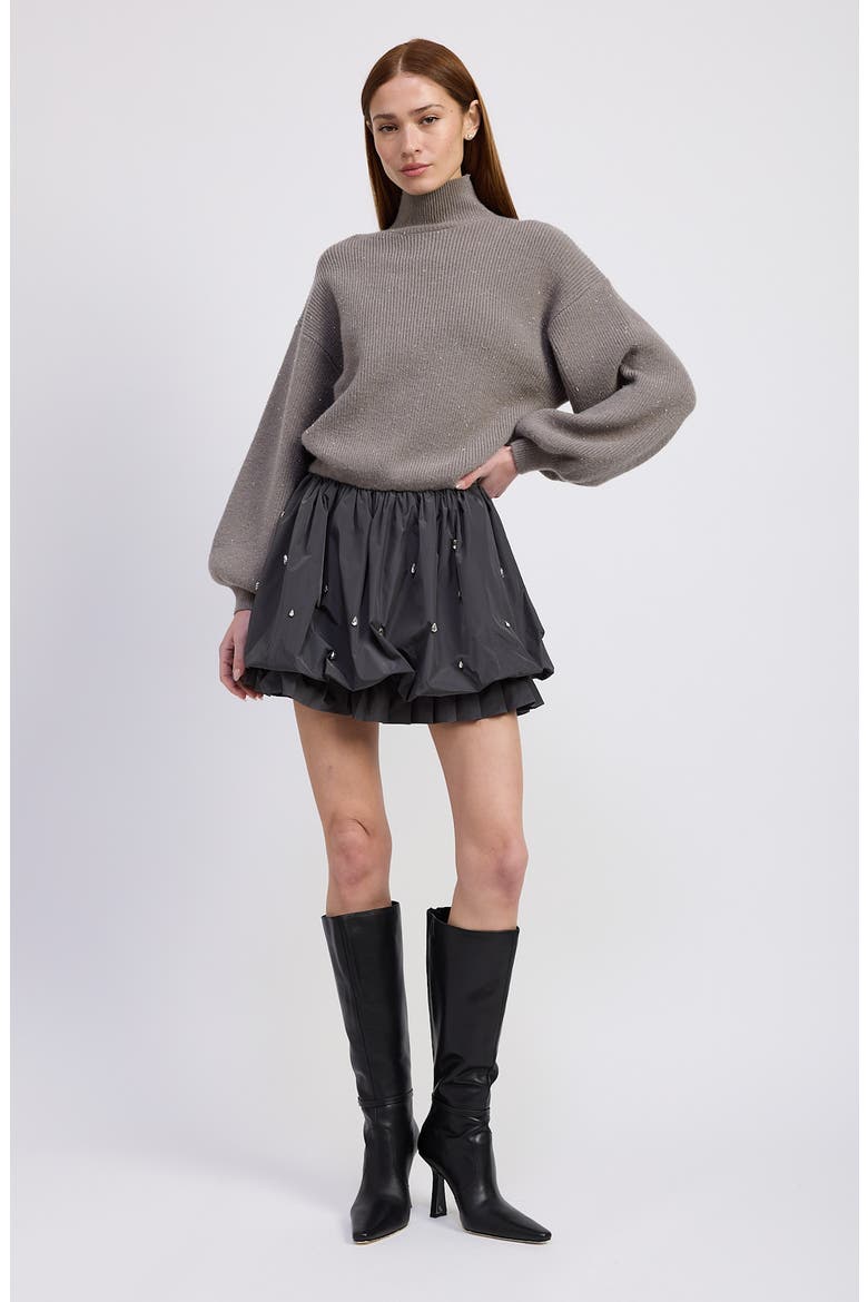 Florentina Long Sleeve Mixed Media Minidress, Alternate, color, GRAY