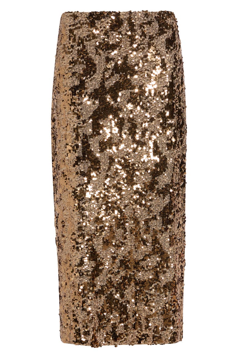 Stevie Stretch Sequin Midi Skirt, Alternate, color, COPPER