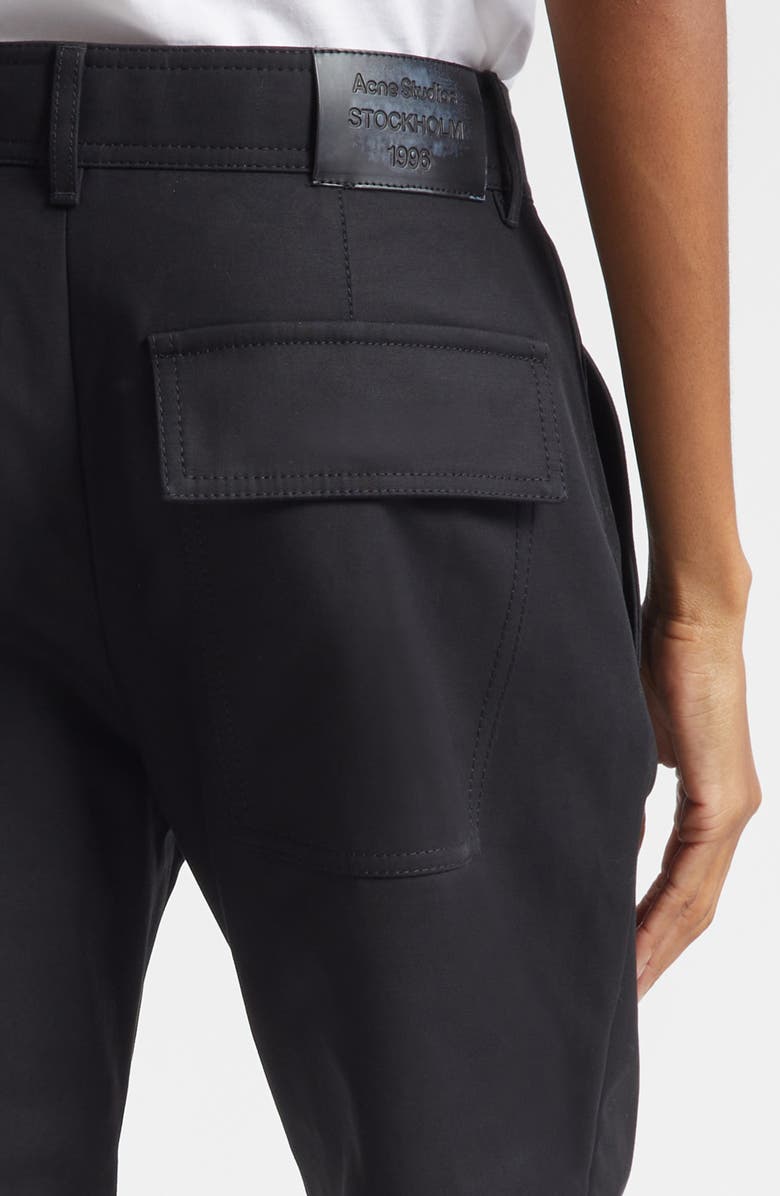 Acne Studios Pytail Layered Cotton Sateen Cargo Pants, Alternate, color, Black