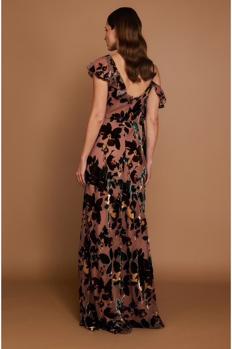 Floral Devore Strappy Dress, Alternate, color, Turquoise