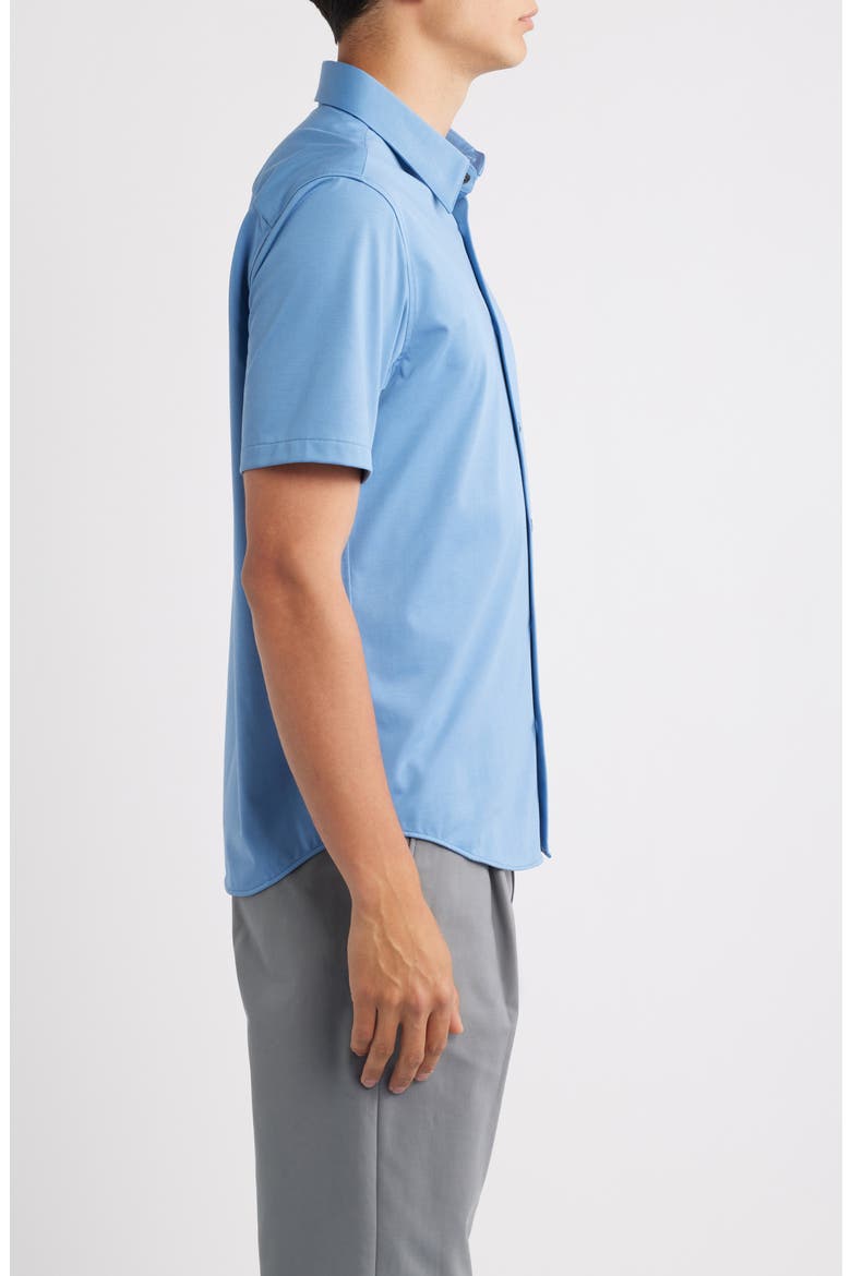 Irving Structure Knit Short Sleeve Button-Up Shirt, Alternate, color, BLUE LAKE