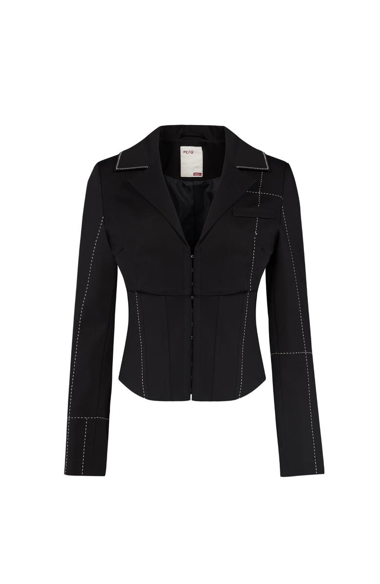 PCFG Free Heaven Stitch Detail Corset Blazer, Main, color, Black