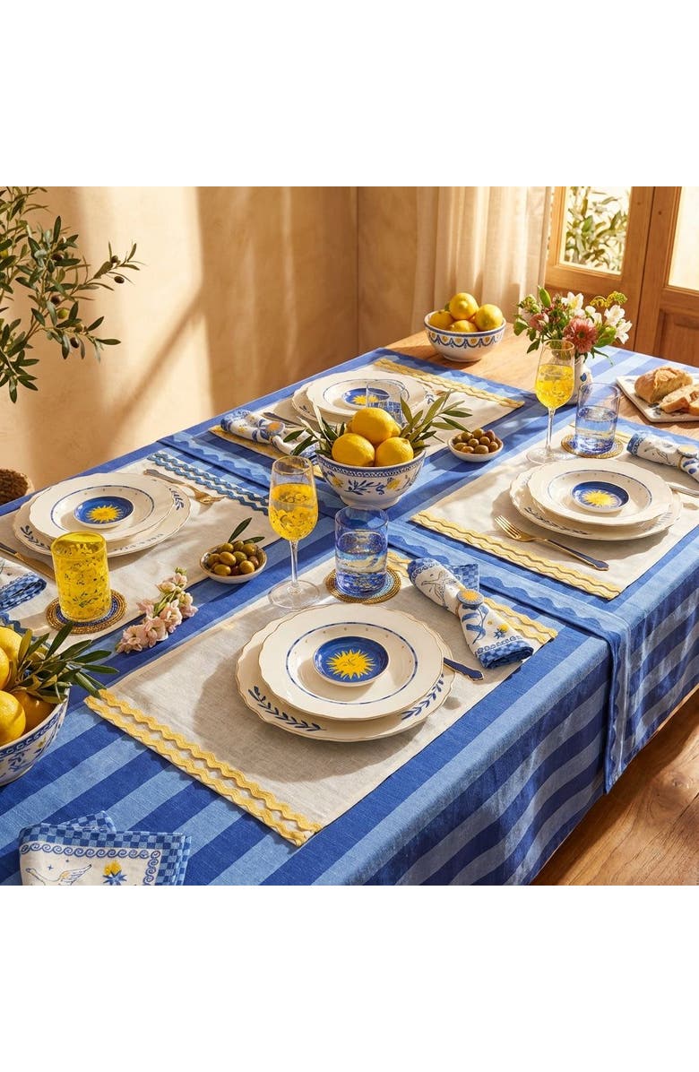 Zsa Zsa Zsu Nilufer Rick Rack Embroidered 100% Linen Placemat Set Of 4, Alternate, color, Beige