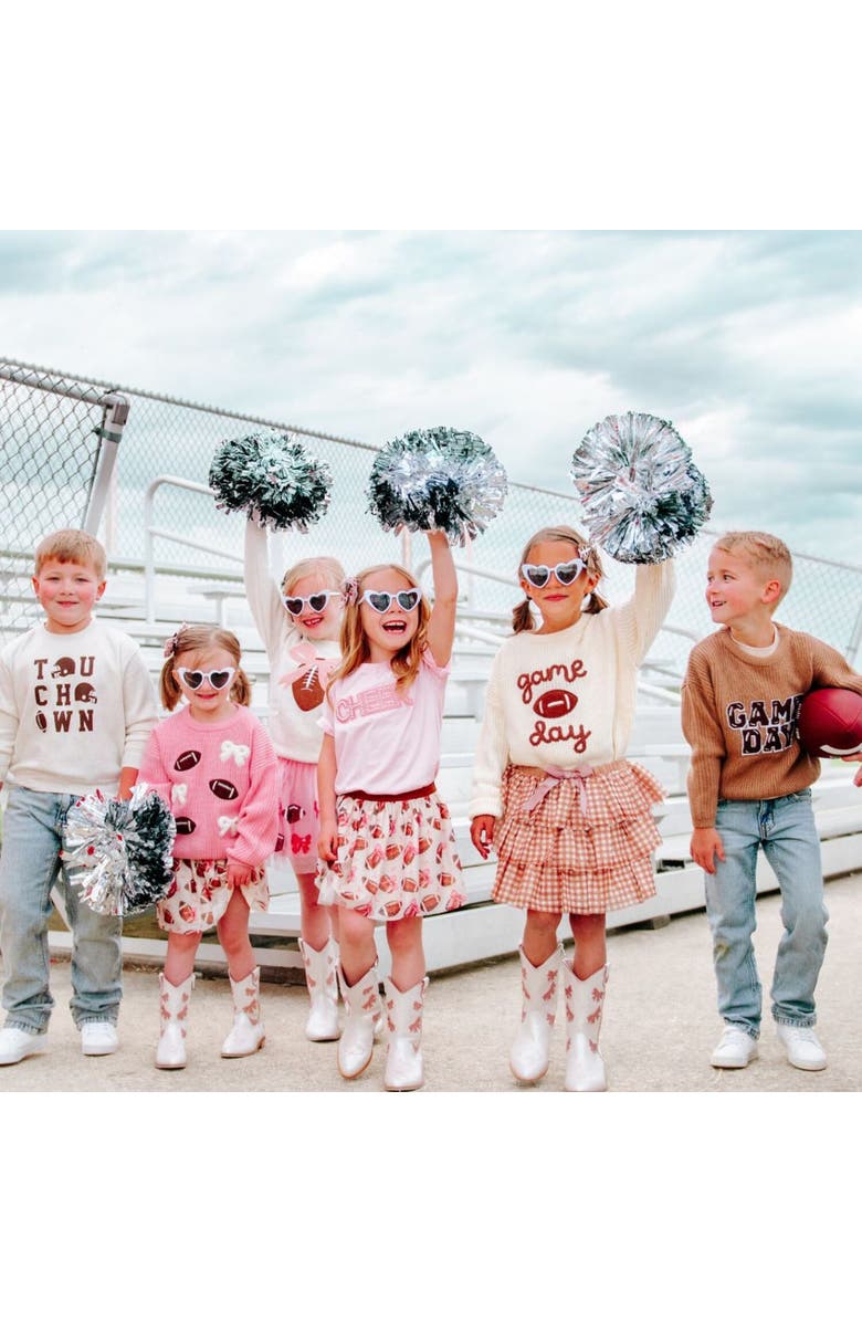 Sweet Wink Game Day Patch Knit Sweater, Alternate, color, Mocha