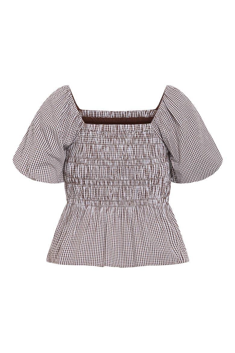 Belle Gingham Peplum Top, Alternate, color, CHOC CHECK